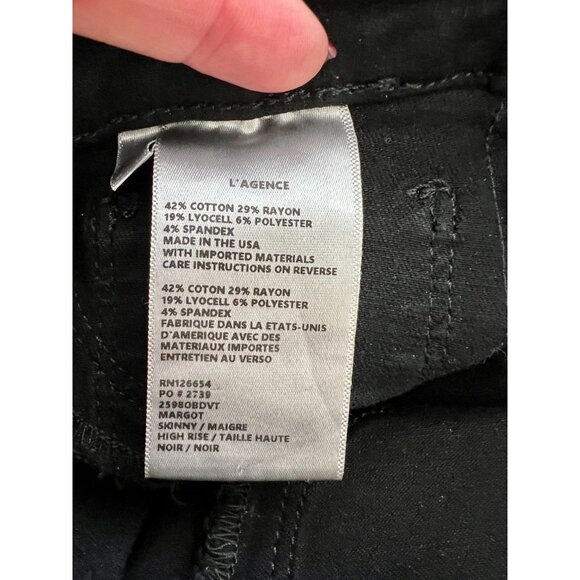 L'Agence Margot Velvet Stripe Black Noir High Rise Skinny Fit - Size 28 - Picture 7 of 13